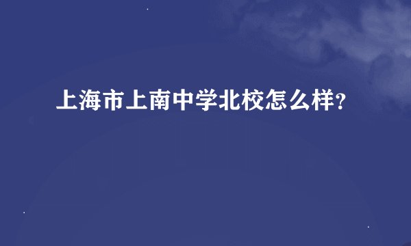 上海市上南中学北校怎么样？