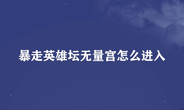 暴走英雄坛无量宫怎么进入