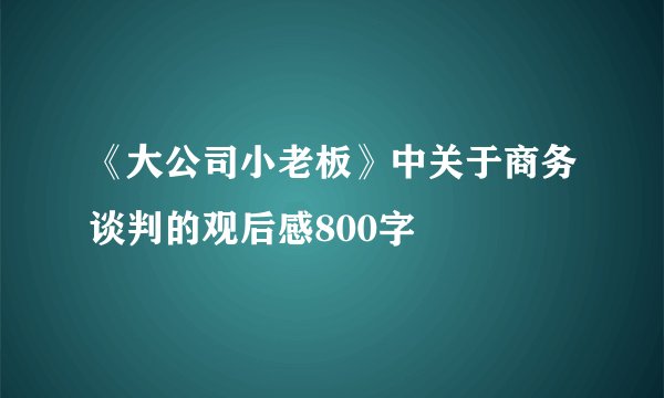 《大公司小老板》中关于商务谈判的观后感800字