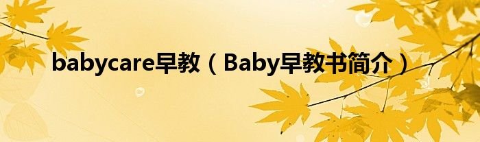 babycare早教Baby早教书简介