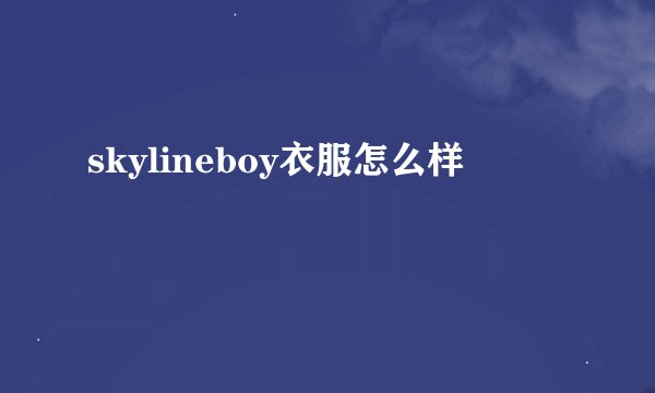 skylineboy衣服怎么样