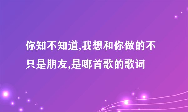 你知不知道,我想和你做的不只是朋友,是哪首歌的歌词