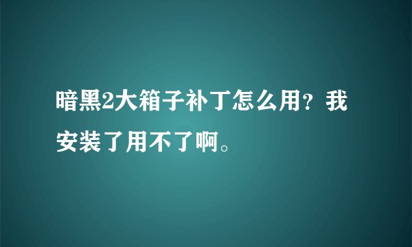 暗黑2大箱子补丁怎么用？我安装了用不了啊。