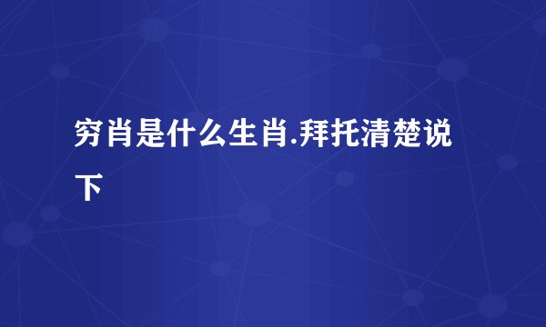 穷肖是什么生肖.拜托清楚说下