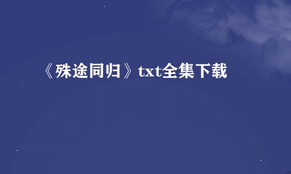 《殊途同归》txt全集下载