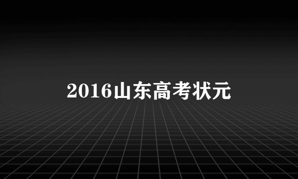 2016山东高考状元