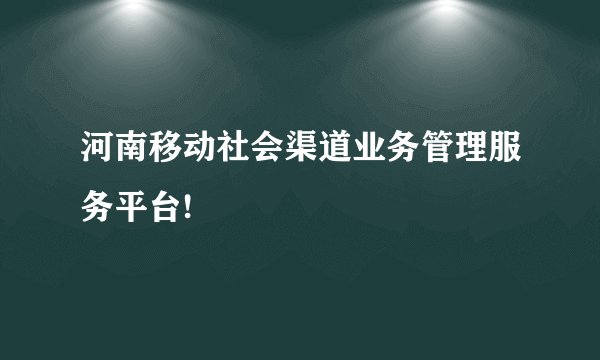 河南移动社会渠道业务管理服务平台!