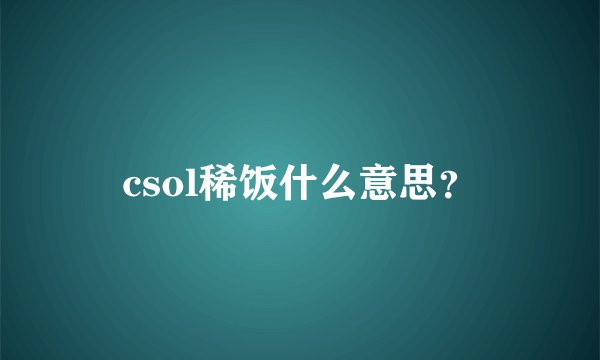 csol稀饭什么意思?