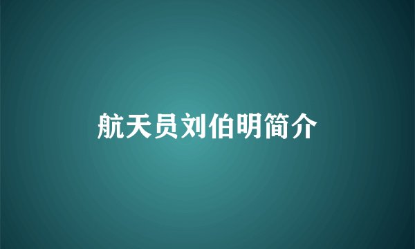 航天员刘伯明简介