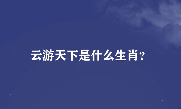 云游天下是什么生肖？