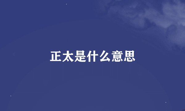 正太是什么意思