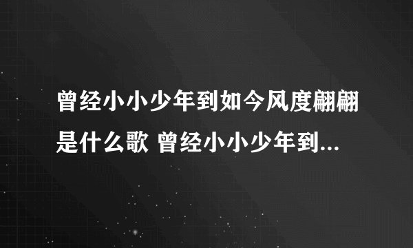 曾经小小少年到如今风度翩翩是什么歌 曾经小小少年到如今风度翩翩歌曲简介
