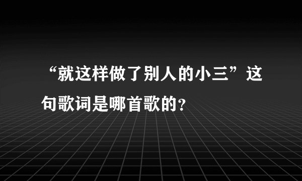 “就这样做了别人的小三”这句歌词是哪首歌的？