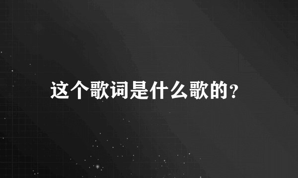 这个歌词是什么歌的？