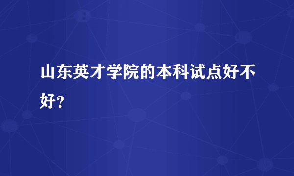山东英才学院的本科试点好不好？