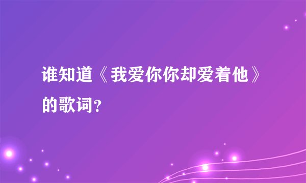 谁知道《我爱你你却爱着他》的歌词？