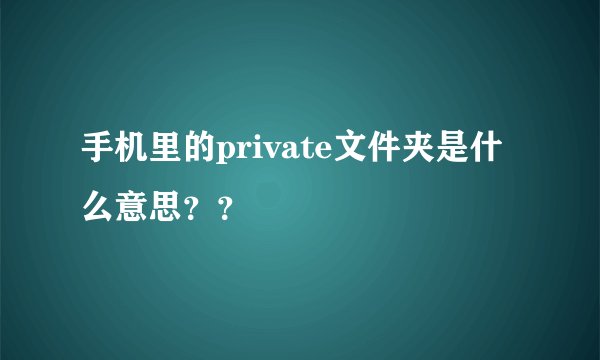 手机里的private文件夹是什么意思？？