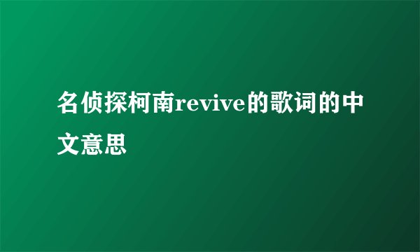 名侦探柯南revive的歌词的中文意思