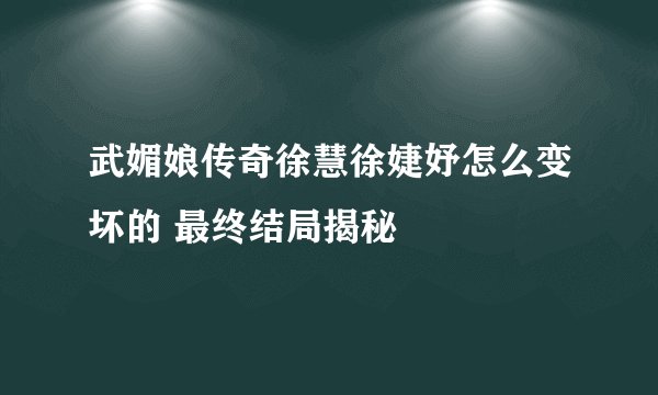 武媚娘传奇徐慧徐婕妤怎么变坏的 最终结局揭秘