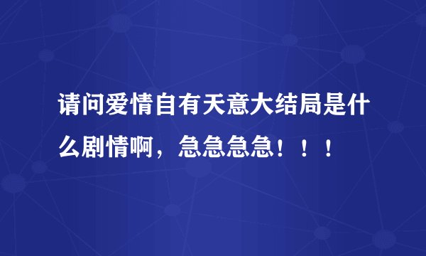 请问爱情自有天意大结局是什么剧情啊，急急急急！！！