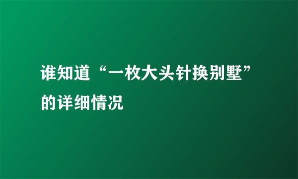 谁知道“一枚大头针换别墅”的详细情况
