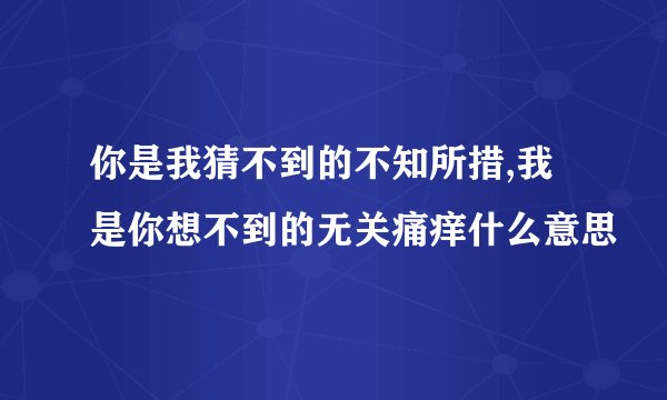 你是我猜不到的不知所措,我是你想不到的无关痛痒什么意思