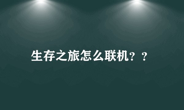 生存之旅怎么联机？？