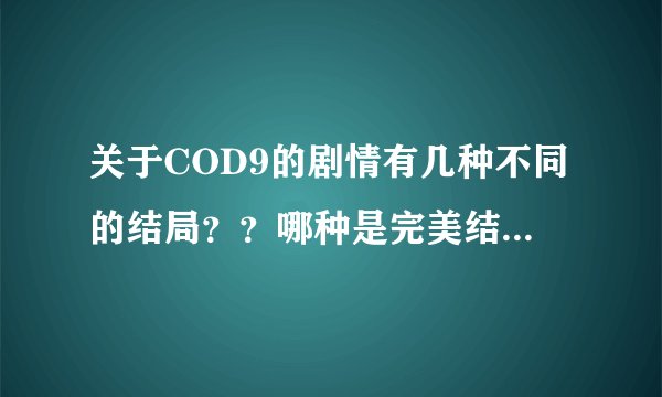 关于COD9的剧情有几种不同的结局？？哪种是完美结局？？？