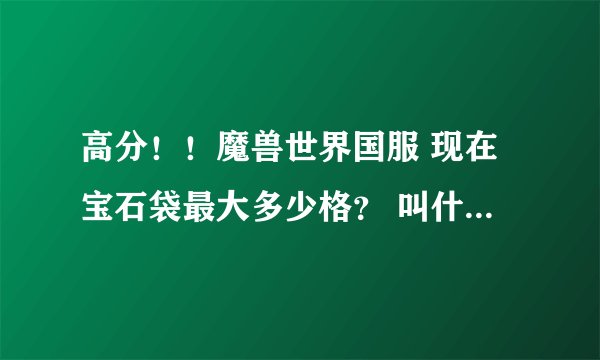 高分！！魔兽世界国服 现在宝石袋最大多少格？ 叫什么名字？ 是哪个专业做的？