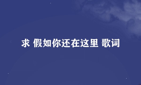 求 假如你还在这里 歌词