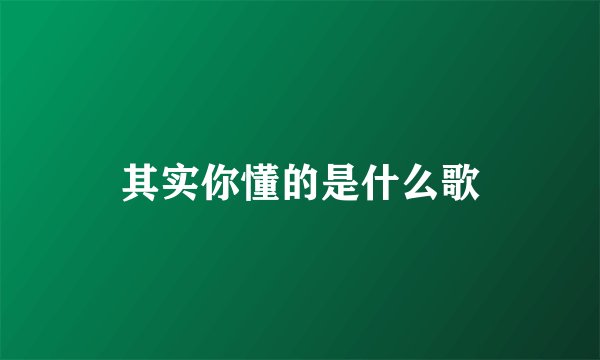 其实你懂的是什么歌