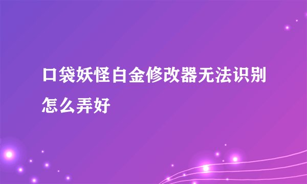 口袋妖怪白金修改器无法识别怎么弄好