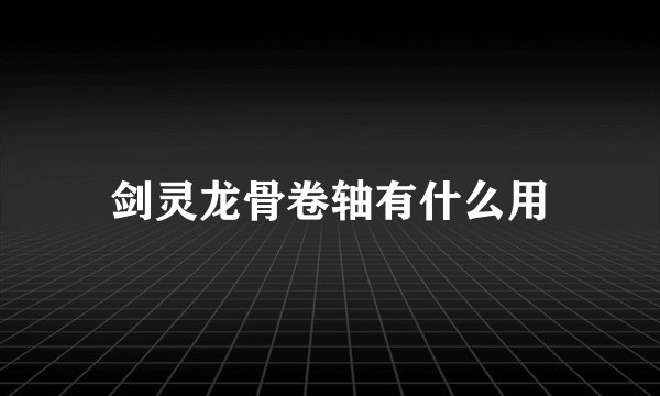 剑灵龙骨卷轴有什么用