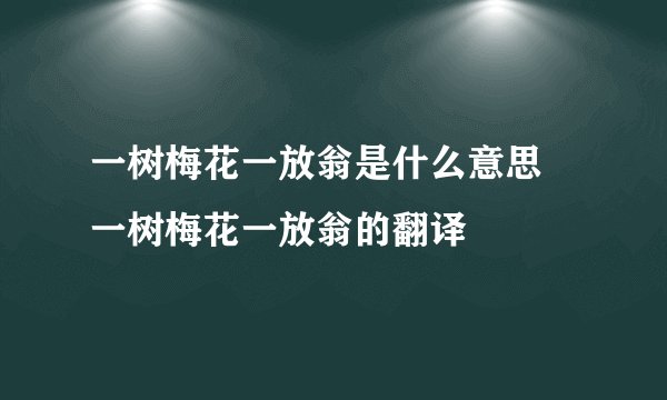 一树梅花一放翁是什么意思 一树梅花一放翁的翻译