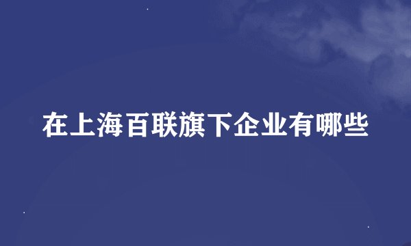 在上海百联旗下企业有哪些