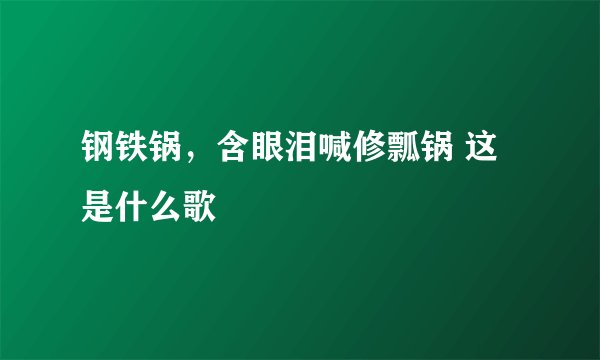 钢铁锅，含眼泪喊修瓢锅 这是什么歌