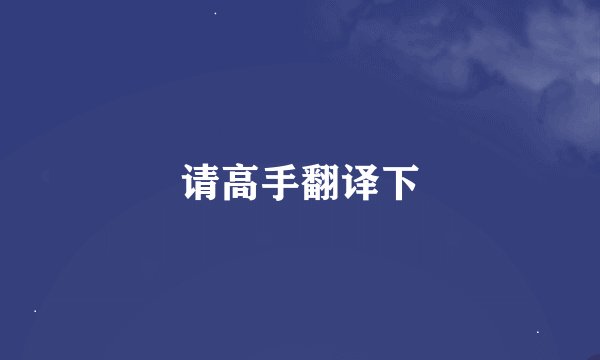 请高手翻译下