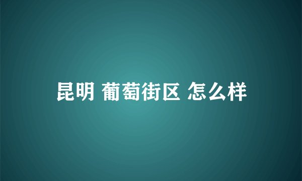 昆明 葡萄街区 怎么样