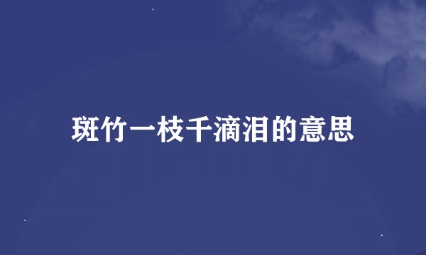 斑竹一枝千滴泪的意思