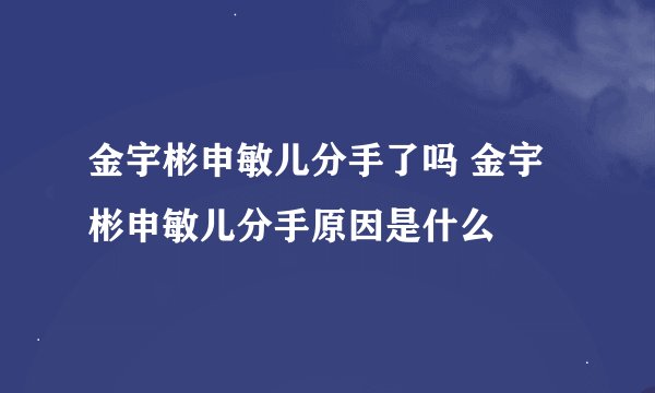金宇彬申敏儿分手了吗 金宇彬申敏儿分手原因是什么