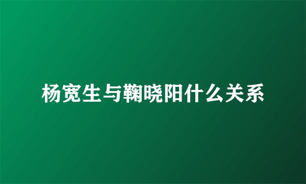 杨宽生与鞠晓阳什么关系