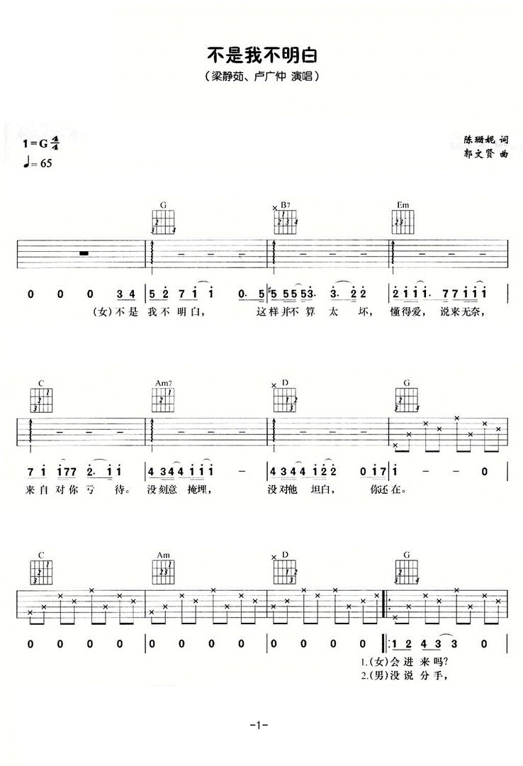 不是我不明白 歌词