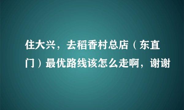住大兴，去稻香村总店（东直门）最优路线该怎么走啊，谢谢