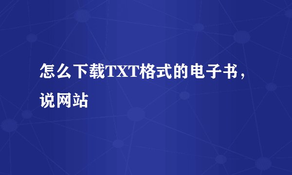 怎么下载TXT格式的电子书，说网站
