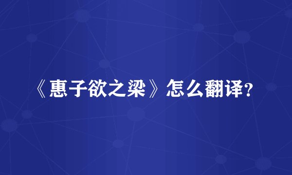 《惠子欲之梁》怎么翻译？