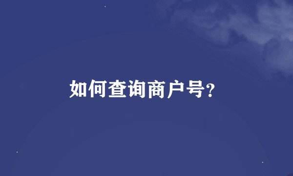 如何查询商户号？