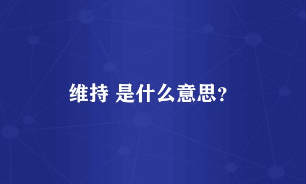 维持 是什么意思？