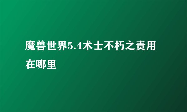 魔兽世界5.4术士不朽之责用在哪里