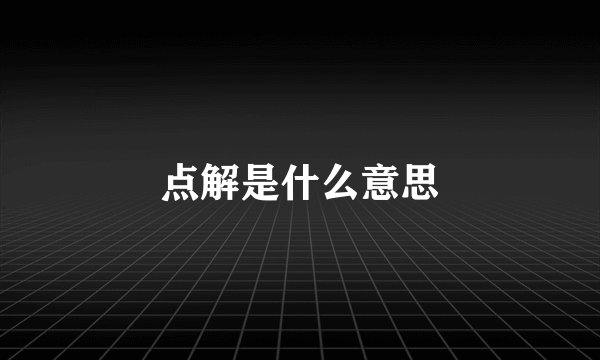 点解是什么意思