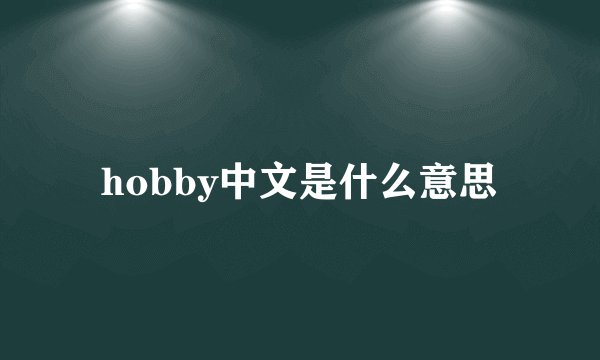 hobby中文是什么意思